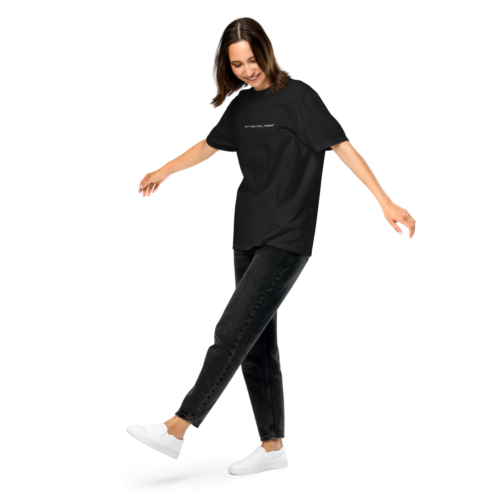 Vol. 03 USAGE LIMIT REACHED tee, black, worn by a woman, front view