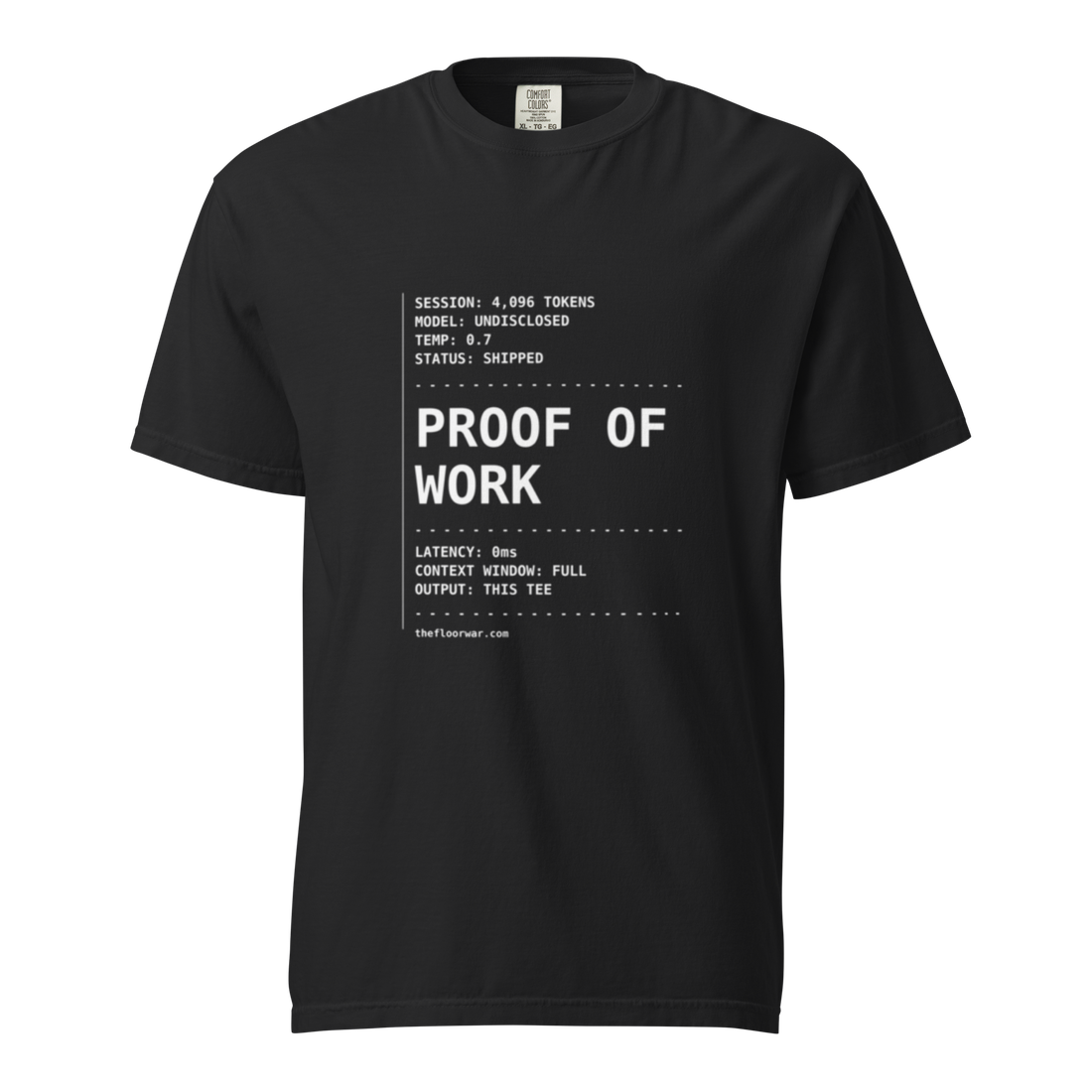 Vol. 01 — PROOF OF WORK receipt tee design